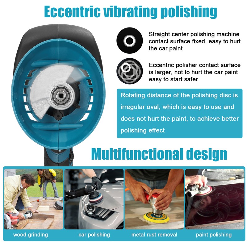 Dual Action Car Polisher Buffer Machine Cordless 6" Sander Polishing Kit Battery gallery