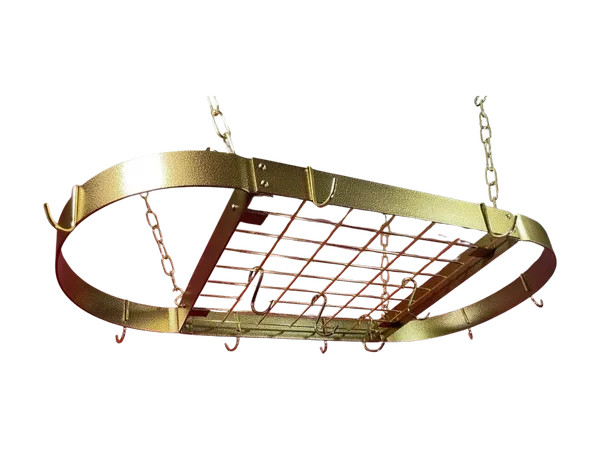 Rogar Gourmet Oval Pot Rack Hammered Bronze / Brass gallery