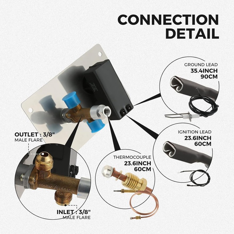FLAT PANEL BRAZIER VALVE CONTROL SYSTEM FIRE PIT GAS BURNER SPARK IGNITION KIT gallery