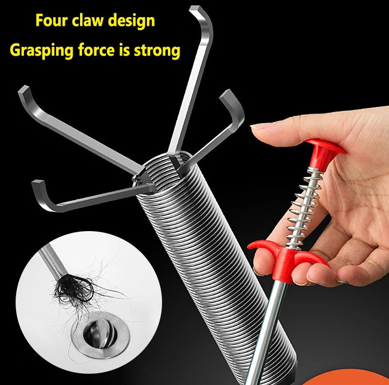 1pc 24in Spring Pipe Dredging Tool Drain Snake Clog Remover Cleaning Stick - NEW gallery
