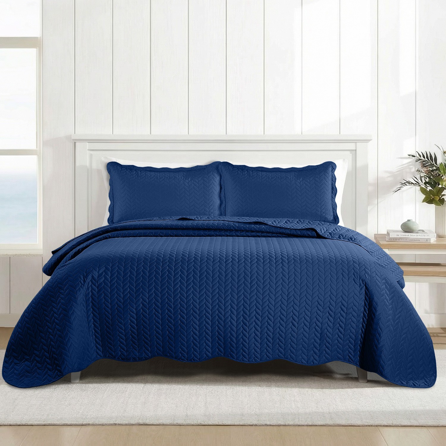 Embossed Quilt Bedspread Set 3 Piece Reversible Comforter Bedding Throw Queen US gallery