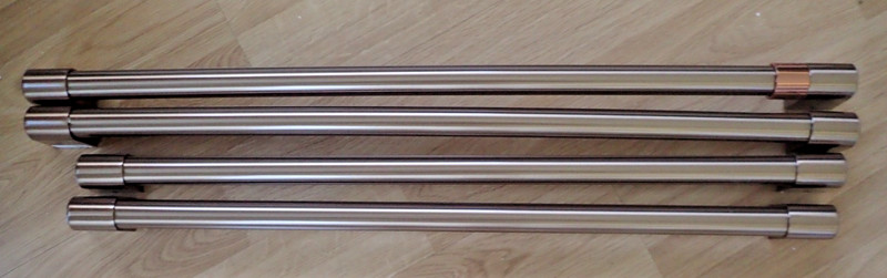 CAFE/GE BRUSHED BRONZE REFRIGERATOR HANDLES KIT COMPLETE #CXQB4H4PNBZ + UNUSED gallery