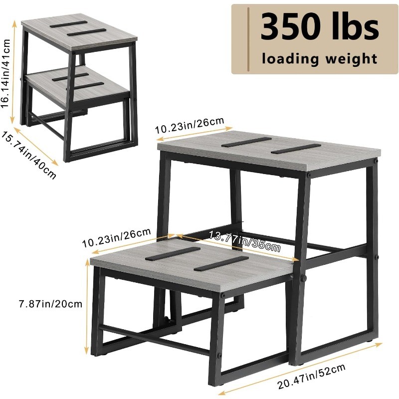 2 Step Stools for Adults & Kids, Heavy Duty Adjustable Retractable Step Stool gallery