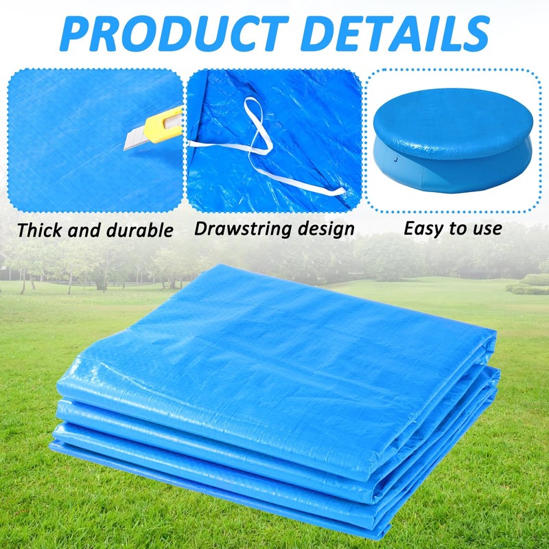 10FT Round Inflatable Above Ground Pool Cover，Round Pool Cover with Drawstrin... gallery