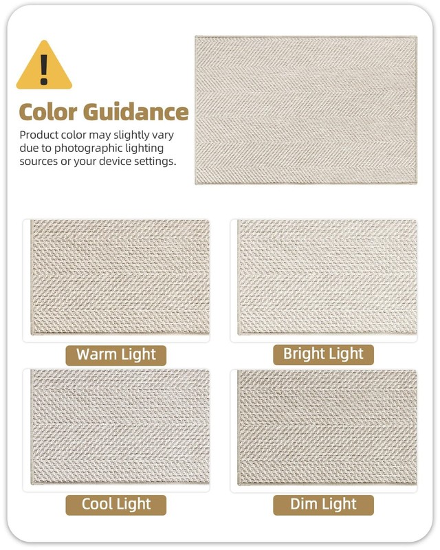 Extremely White Beige Ultra Thin Indoor Door Mat 24"x36", Machine Washable Fr... gallery