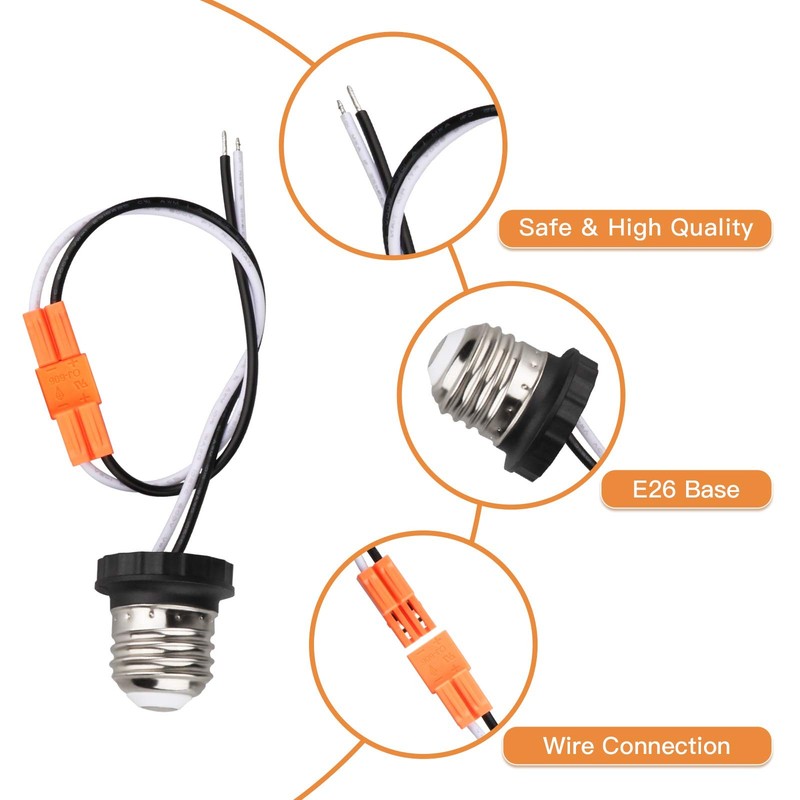Helunsi E26 Socket Adapter, 6 Pack Light Bulb Socket Pigtail, Screw in Male L... gallery