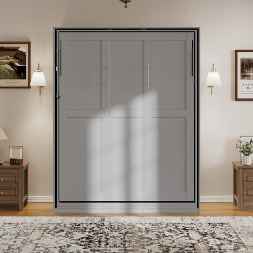 Rotating Murphy Wall Bed Queen Size Murphy Bed Space-Saving Cabinet Bed Wood Bed gallery