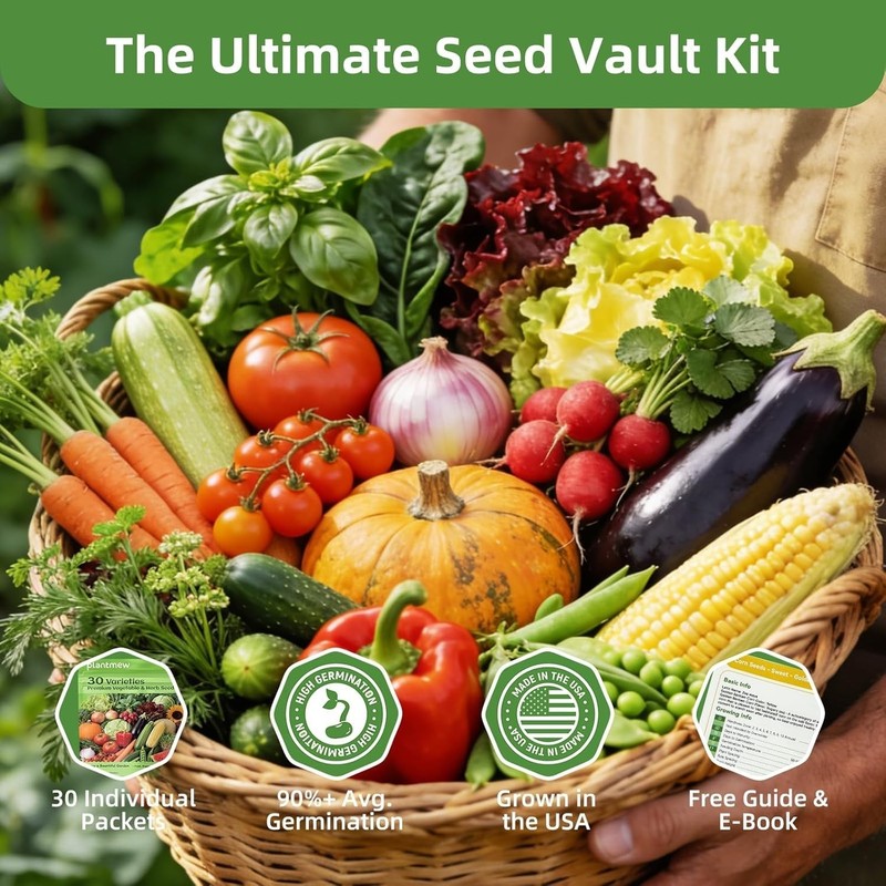 【Seed Vault】 Heirloom Vegetable Seeds Planting Kit - 15,000+ Non-GMO Seeds for H gallery