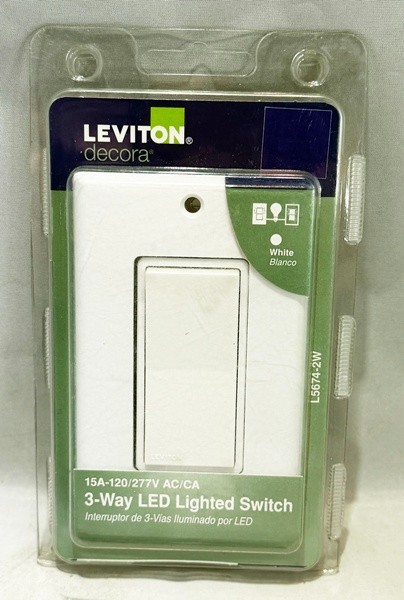 Leviton White 15 Amp Single Pole Rocker Light 3 Way Switch NEW SEALED L5674-LW gallery