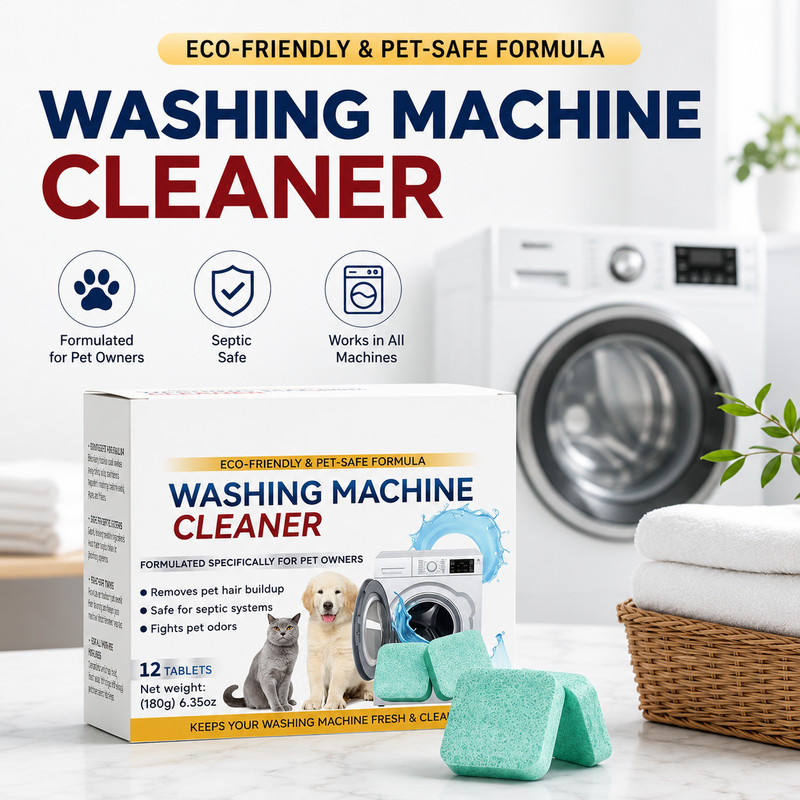 Washing Machine Cleaner Tablets for Pet Owners Deep Clean Odor Remover 12 Pack gallery