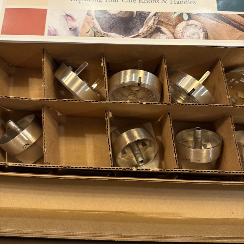 NIB Cafe Gas Range Front Control Knobs Handles Set Stainless Steel CXFCGHKPMSS gallery
