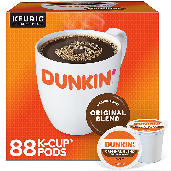Dunkin Donuts Original Blend K-Cup Coffee Pods Medium Roast 88 Count for Keurig