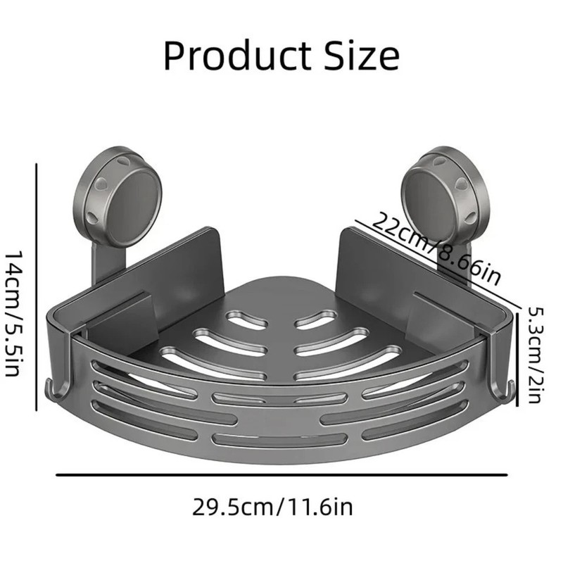 No Drill 3-Tier Corner Shower Caddy, Strong Suction Cup Shelf with Towel Bar & H gallery