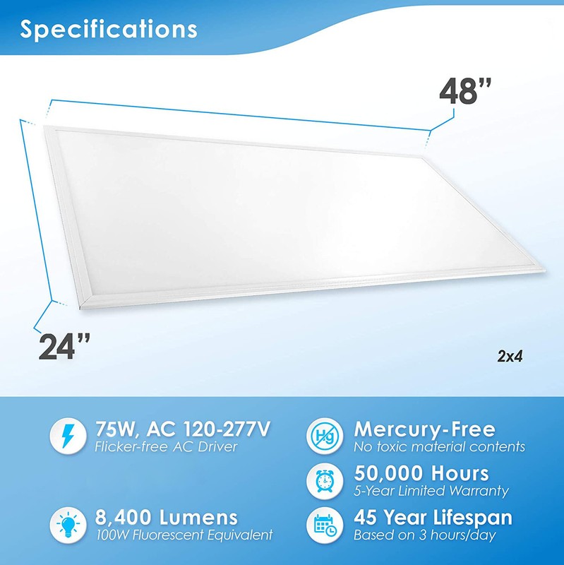2x4 Led Flat Panel Light, 75W 5000K Bright White Led Drop Ceiling Troffer Lights gallery