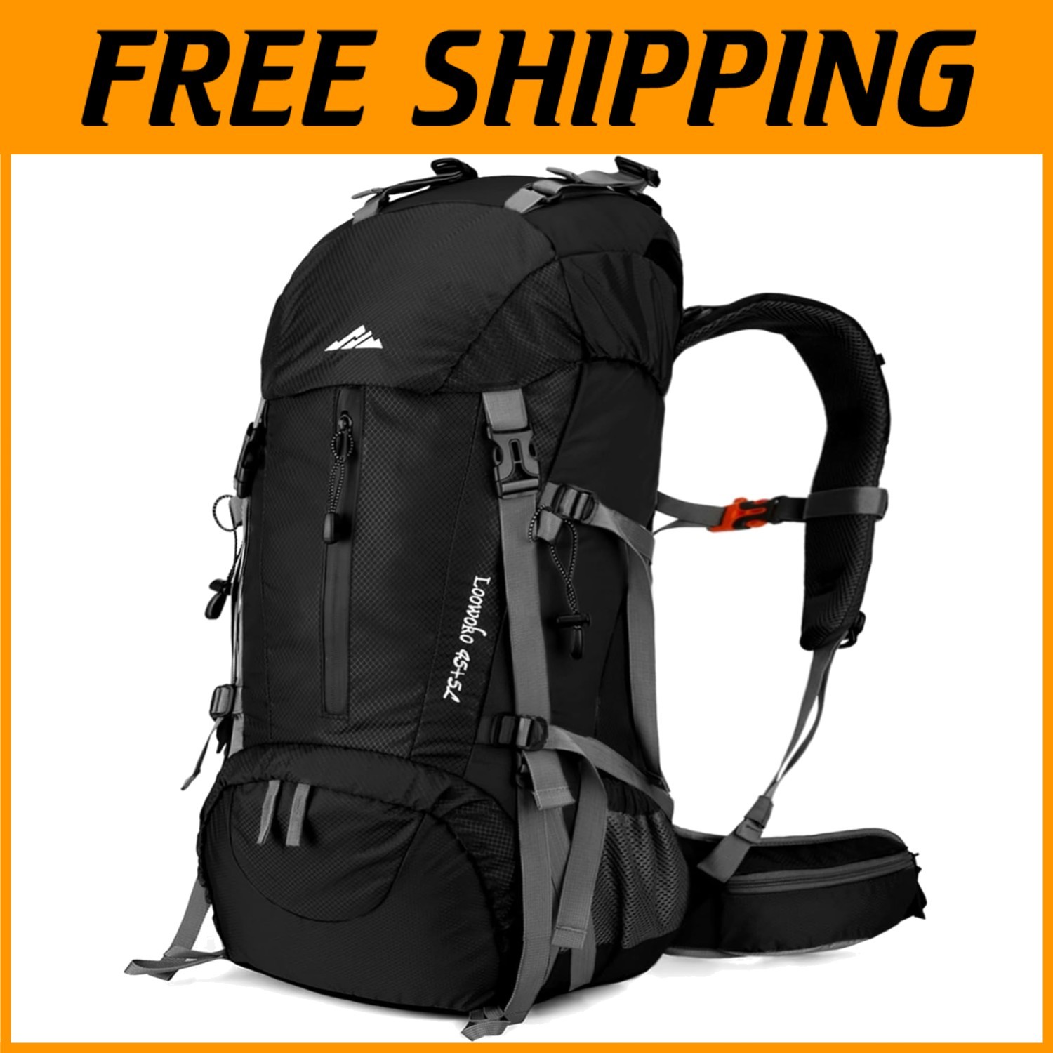 Comfortable 50L Backpacking Pack with Premium Rain Cover & Organizing Features
