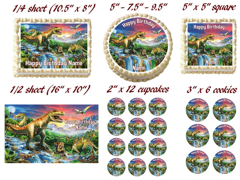 DINOSAURS Party Edible cake topper image decoration gallery