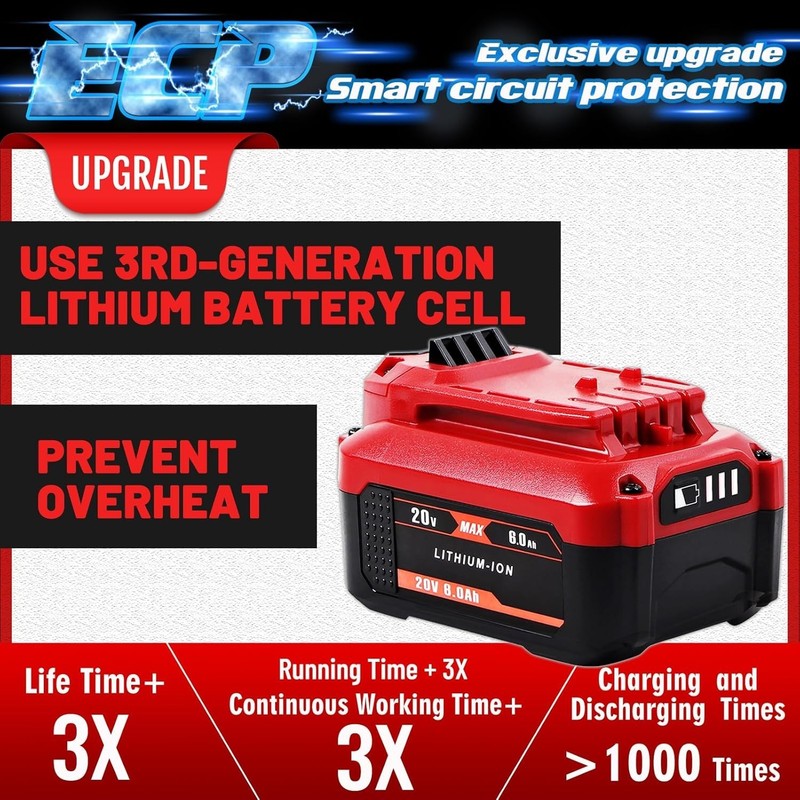 2Pack 20V 6.0Ah Replacement Battery for Craftsman CMCB205 CMCB204 CMCB206 CMCB21 gallery
