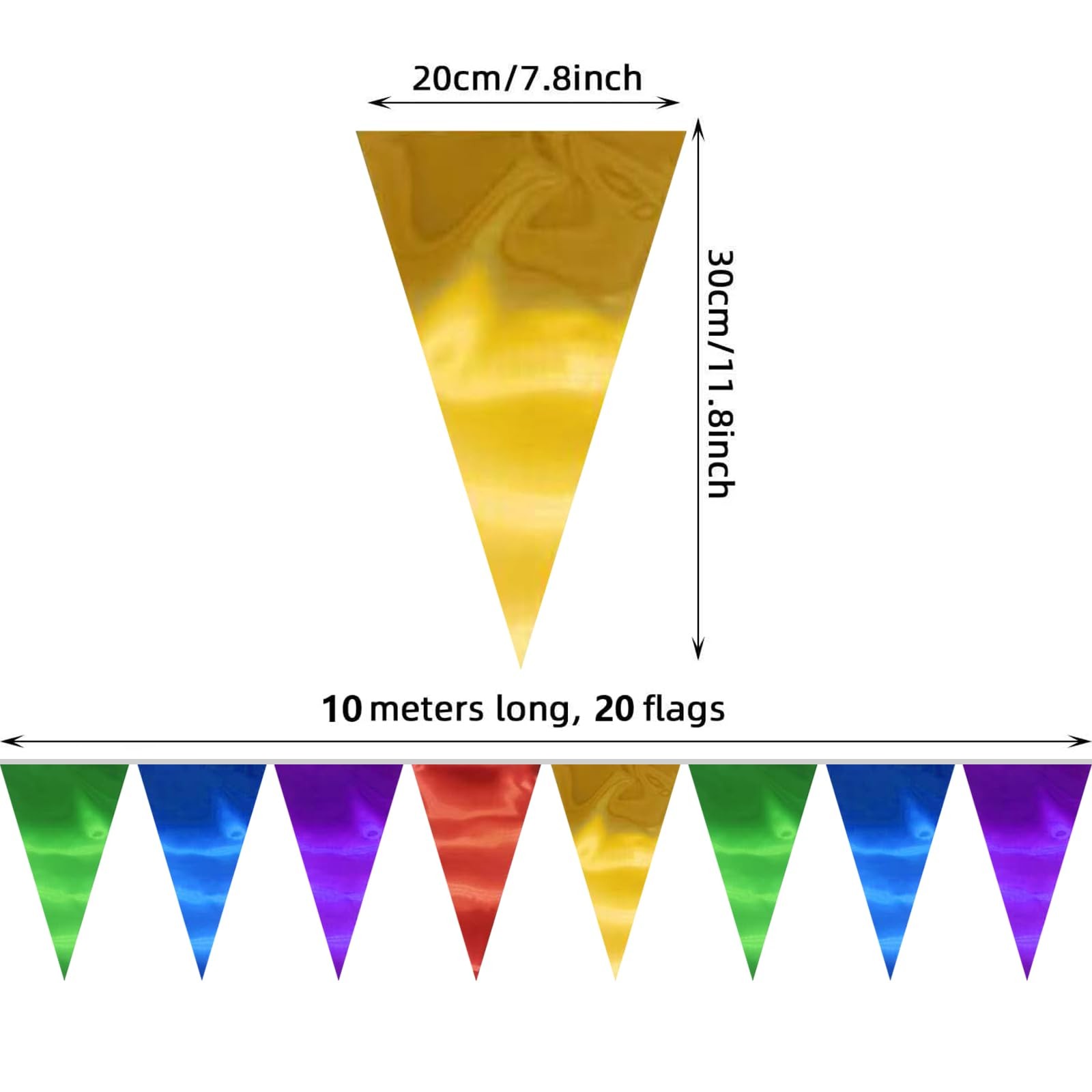 40M/130FT Colorful Triangle Pennant Banner Flag Metallic Fabric Bunting Garla... gallery