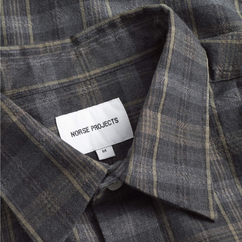 Norse Projects Ole Oversized Wool Check Shirt Charcoal Grey gallery