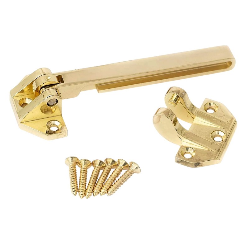 Defiant Door Security Guard Lock Heavy Duty Swing Locker Bright Brass Finish gallery