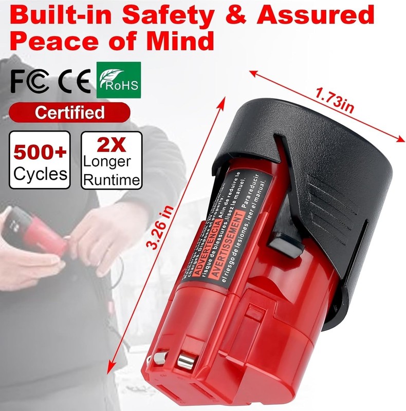 2-Pack 12V Replacement Battery Compatible with Mil-Waukee 12 Volt Tool & Heat... gallery