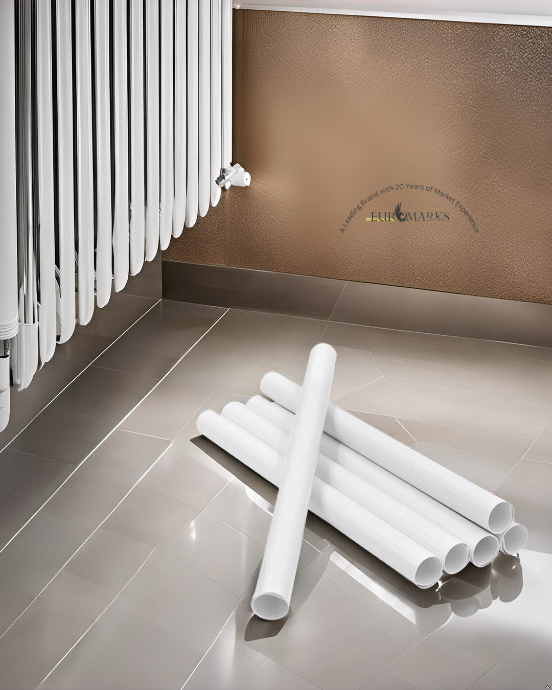16 White Radiator Pipe Cover Sleeves Shrouds Snap Around Radiator Pipe Covers UK gallery