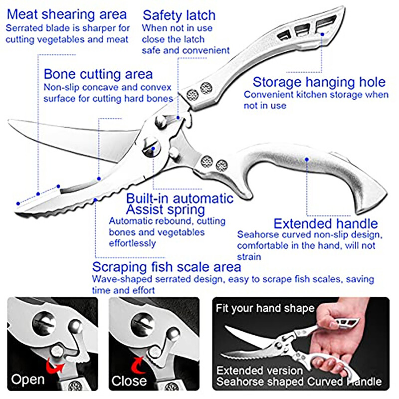 2pcs Kitchen Poultry Shears Kitchen Bone Scissor Stainless Steel Heavy Duty Meat gallery