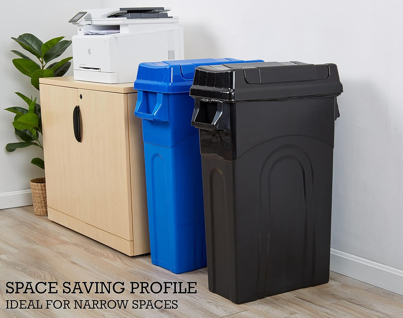United Solutions Highboy Waste Container with Swing Lid, 23 Gallon, Space Saving gallery