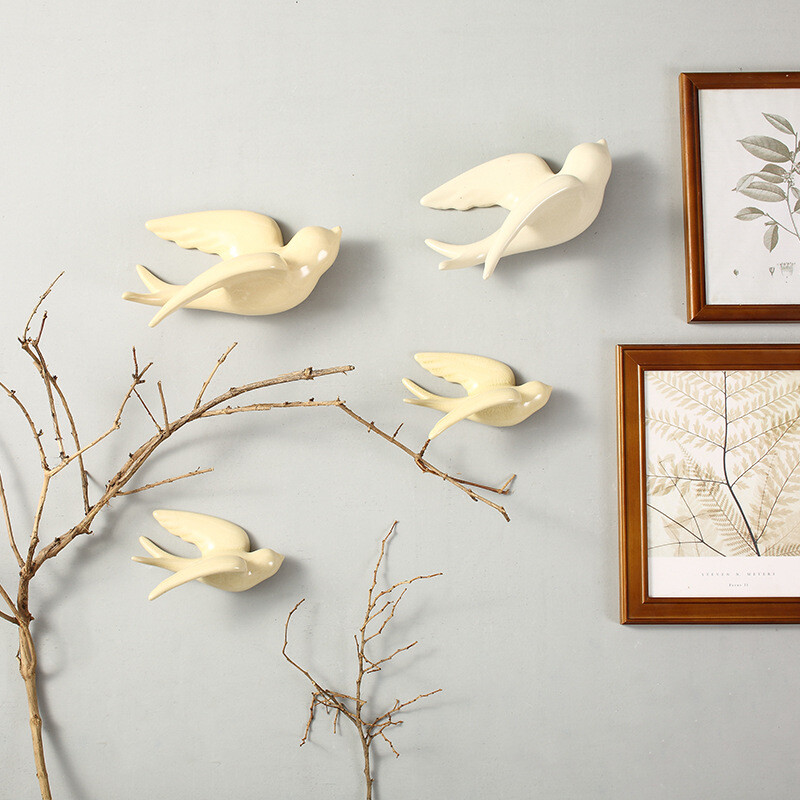 1PCS Ceramic Simulation Swallows Wall Hanging Birds Flying Bird Ornament Decor gallery