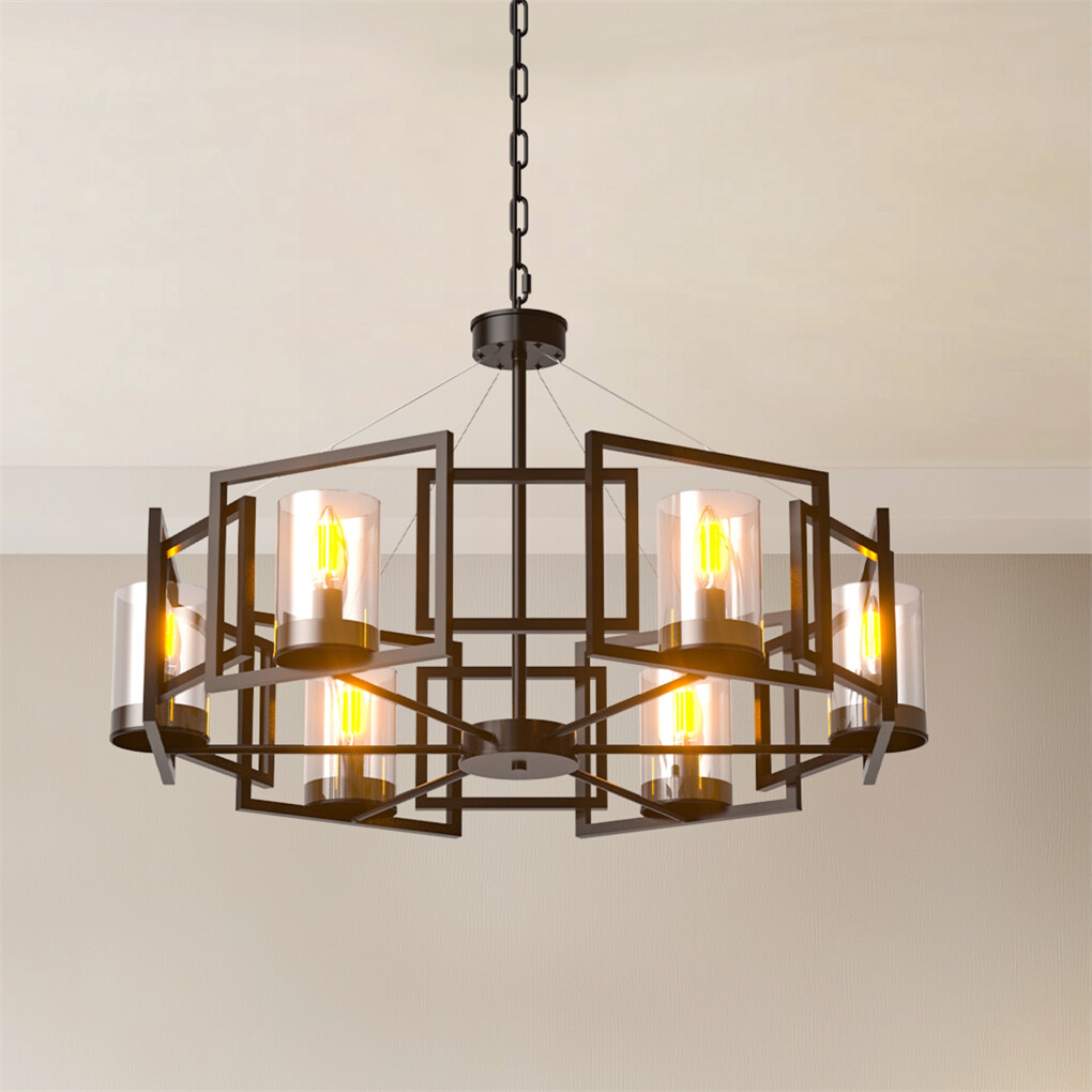 Large Black Farmhouse Chandelier 6-Light Kitchen Ceiling Pendant Dining Room gallery