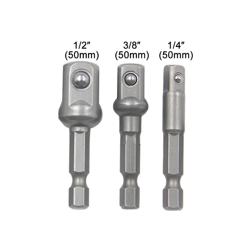 1/4" 3/8" 1/2" Socket Adapter Drill BIts Set Hex Shank Impact Driver Tools - NEW gallery