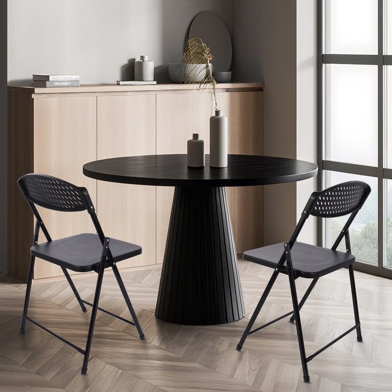 Steel Frame Light-Weight Compact Plastic Folding Chairs,Black (Set of 10)-M10 gallery