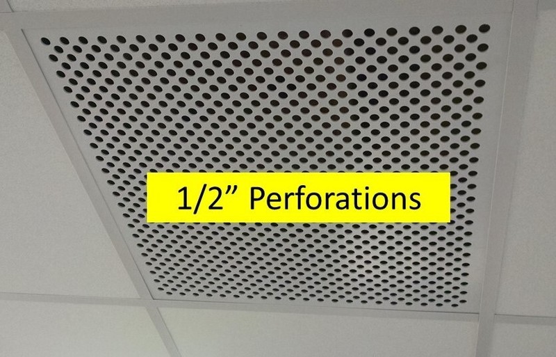 2'x2' White Plastic Perforated Ceiling Tile with 1/2" holes-2pack gallery