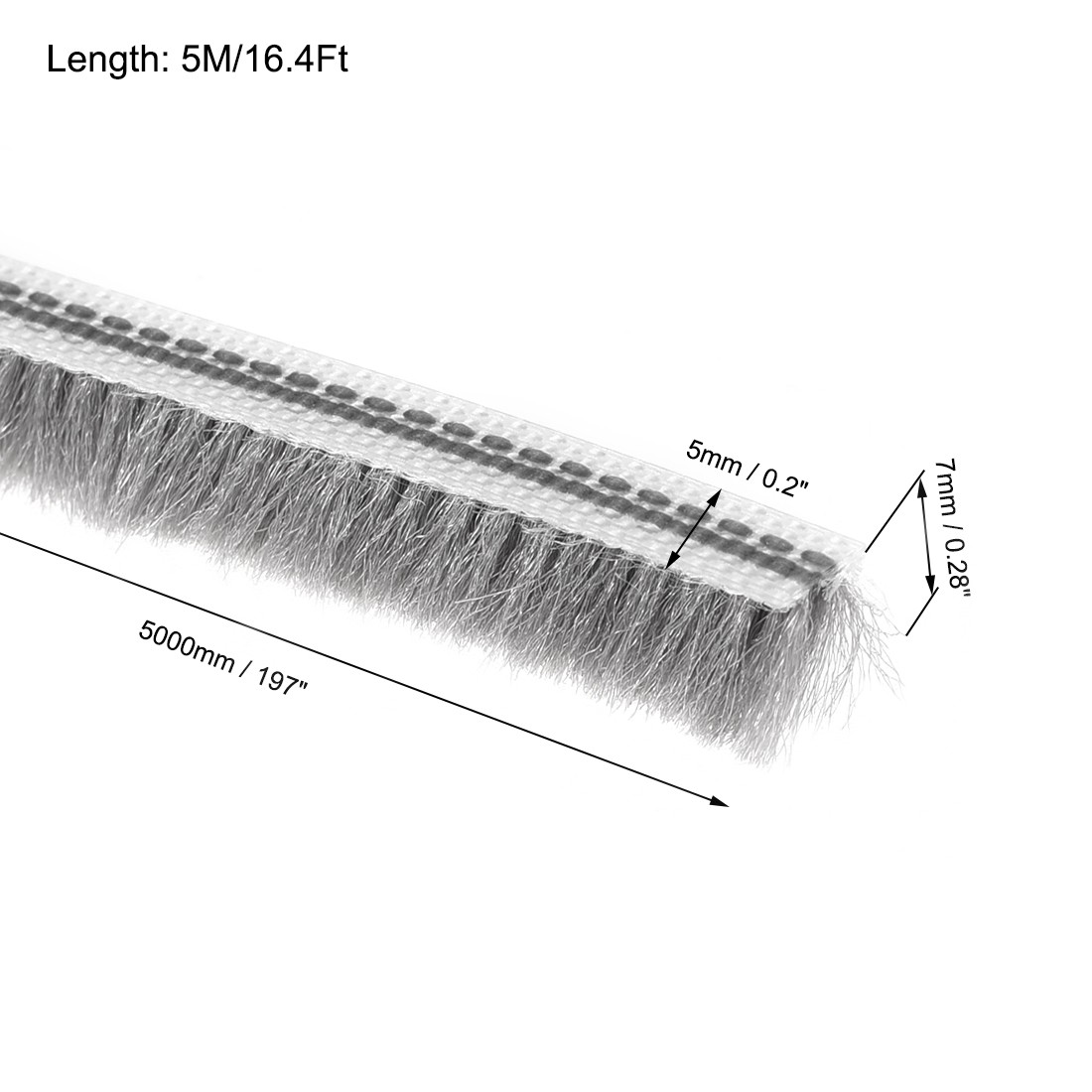 Brush Weather Stripping, 5M/16.4Ft Card-Slot Brush for Door Window, 5x7mm/WxH gallery