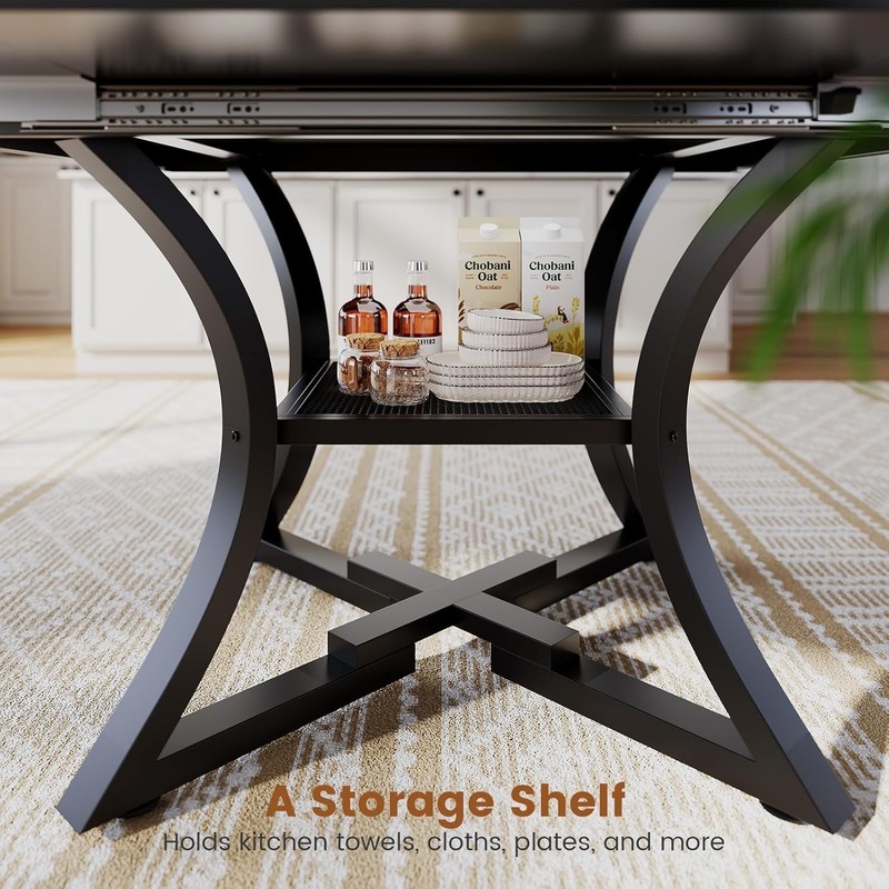 Round Extendable Dining Table Set, Kitchen Table Set with 4 Cushion Chairs gallery