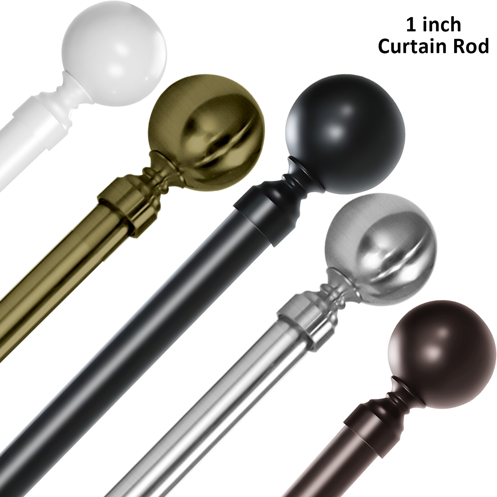 1 Inch Adjustable Double Drapery Curtain Rod Set 28"-48"/ 48"-84"/ 84"-120" gallery