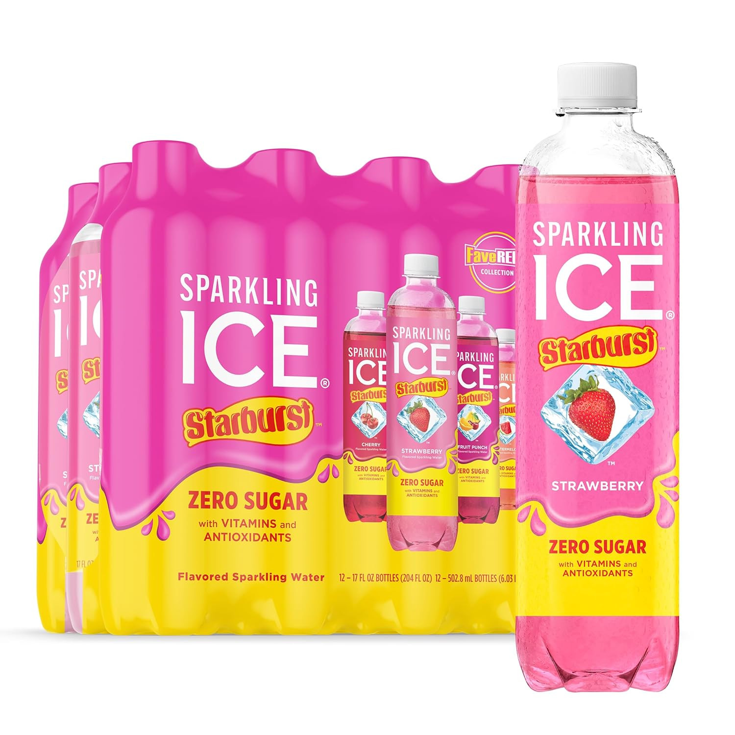 Sparkling Ice STARBURST Variety Pack Sparkling Water, Zero Sugar, 17 Oz, 12-Ct gallery