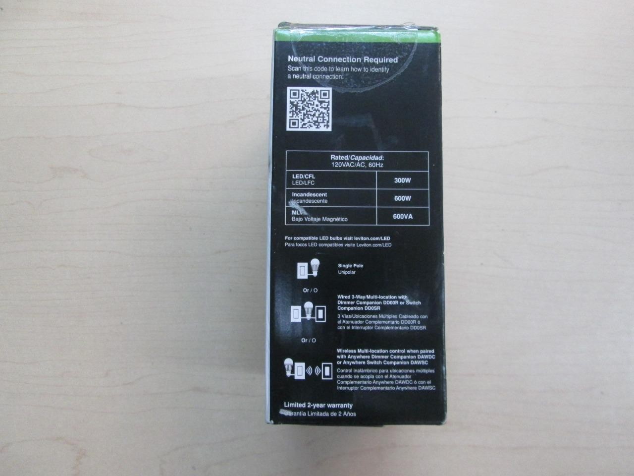 Leviton Decora Smart Wi‑Fi App-Controlled Dimmer Wall Switch White D26HD-1RW gallery