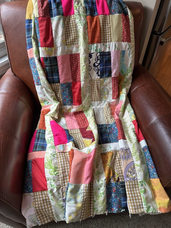 Crib Quilted Patchwork Quilt Multicolor Cotton/Polyester 48x60 Vintage gallery