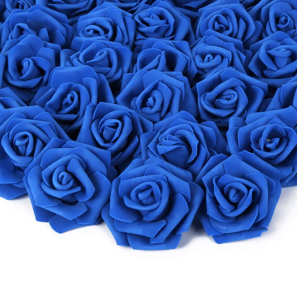 Cabezas rosas artificiales, azul rey, rosas artificiales espuma manualidades. gallery