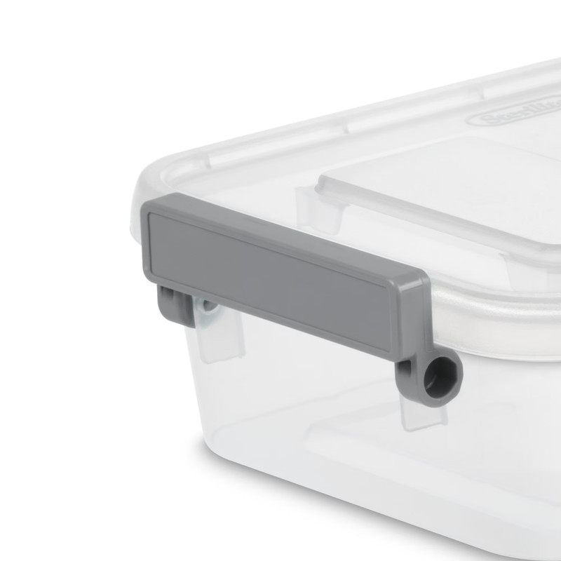 2 Pack Sterilite 2.7 Qt Modular Locking Storage Box Clear Gray Container gallery
