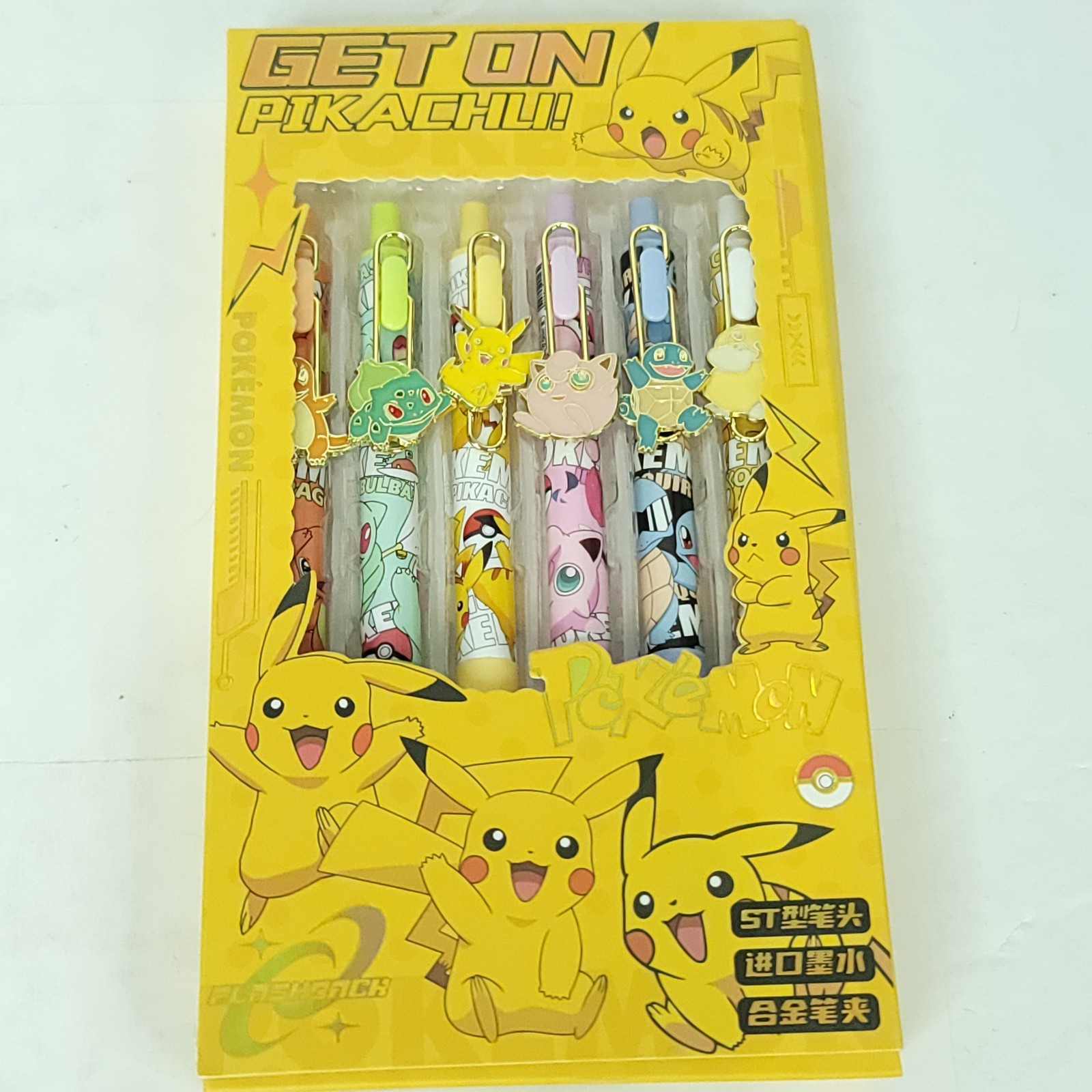 Pikachu Gel Pen Set Cartoon Pokemon Ballpoint Writing Pens NEW 6 Pieces Box Dent gallery
