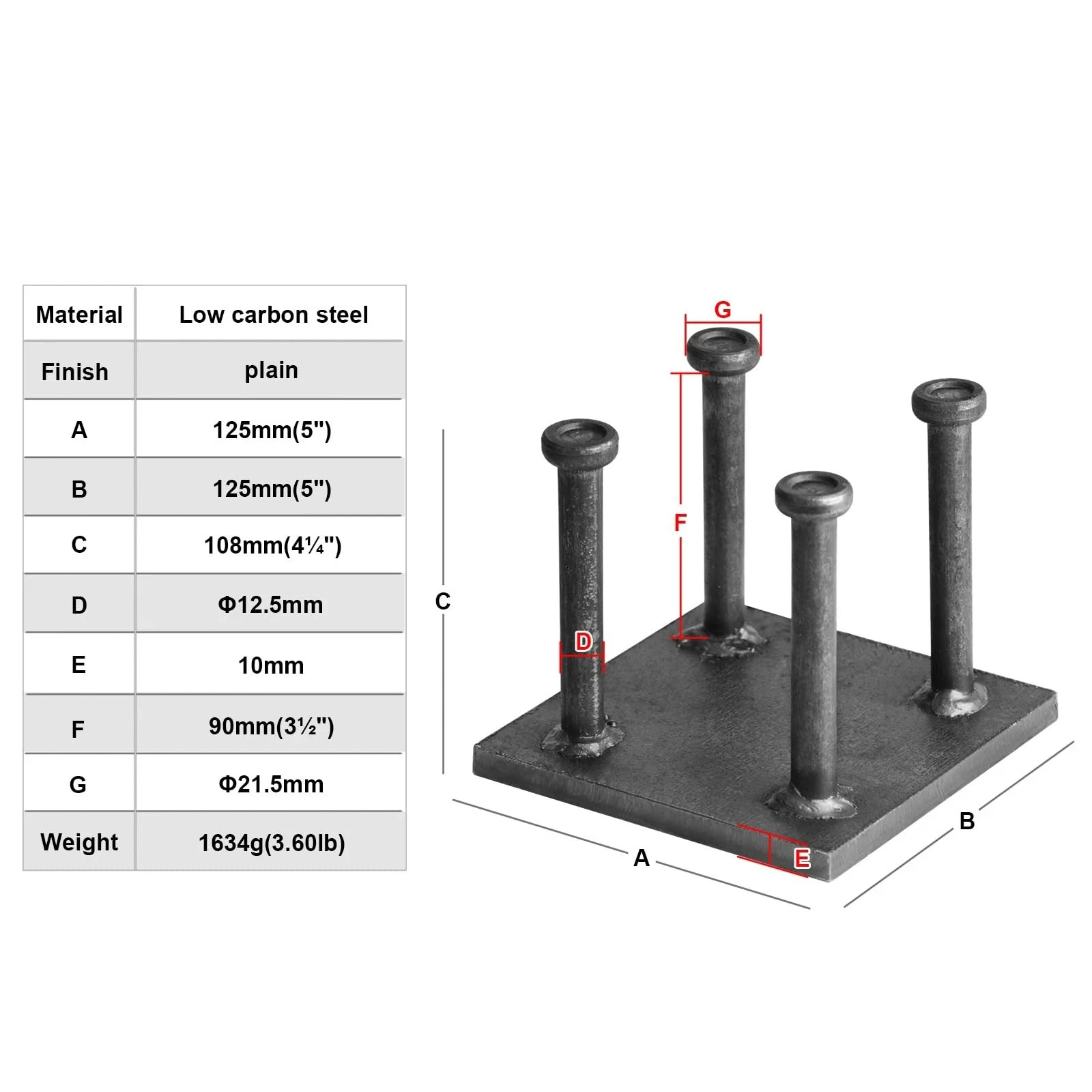 2 Pack 5" x 5" Concrete Embeds Plate, Steel Weld On Square Base Anchor Plate,... gallery