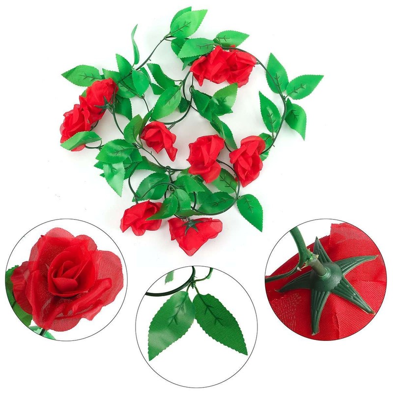 Fake Rose Vine Flowers Plants Artificial Hanging Ivy Wedding Decor 7.5 Ft USA gallery