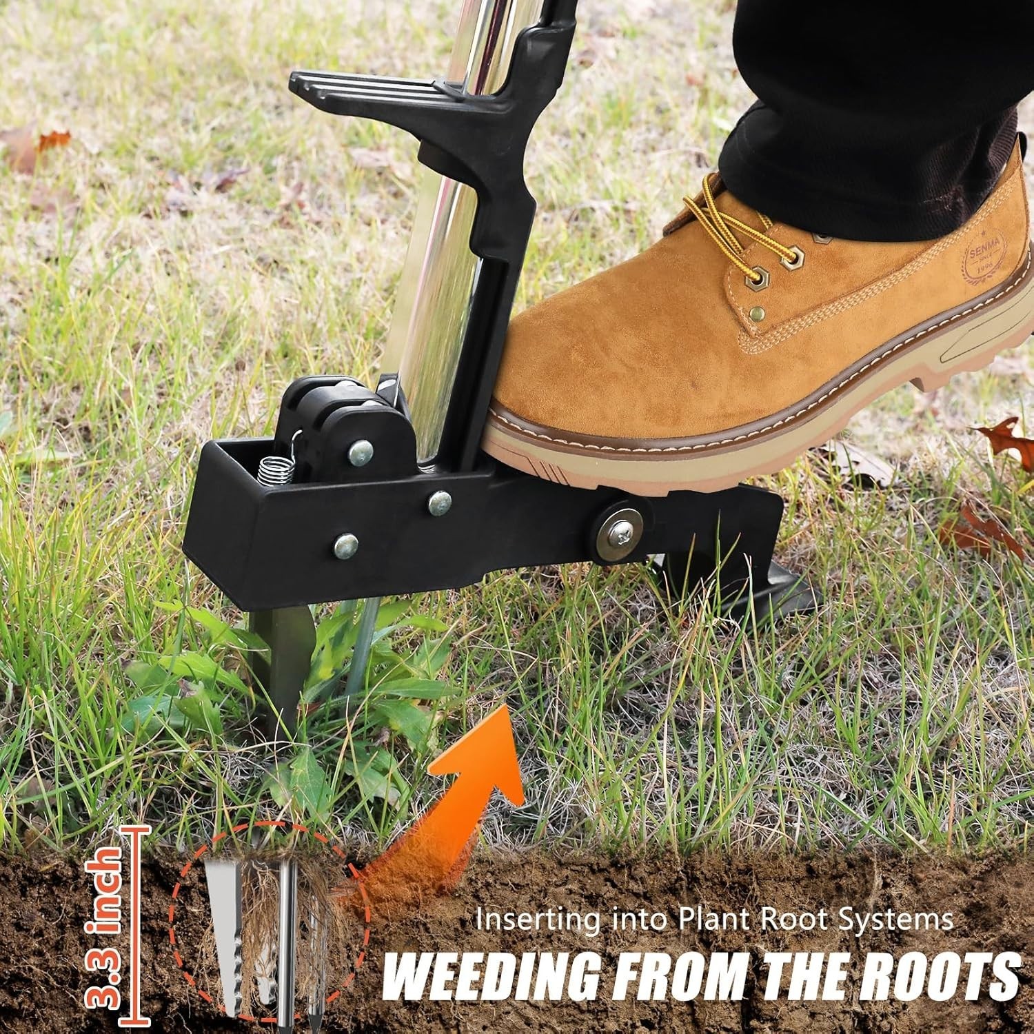 POOSIDE Stand Up Weed Puller Tool 4-Claw Long Handle Ergonomic Garden Weeder New gallery