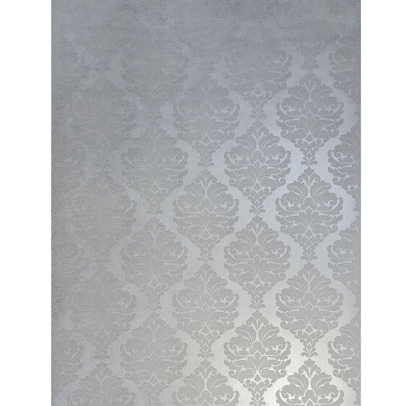 Wallpaper flocking gray silver Metallic Flocked damask velvet wall coverings 3D gallery