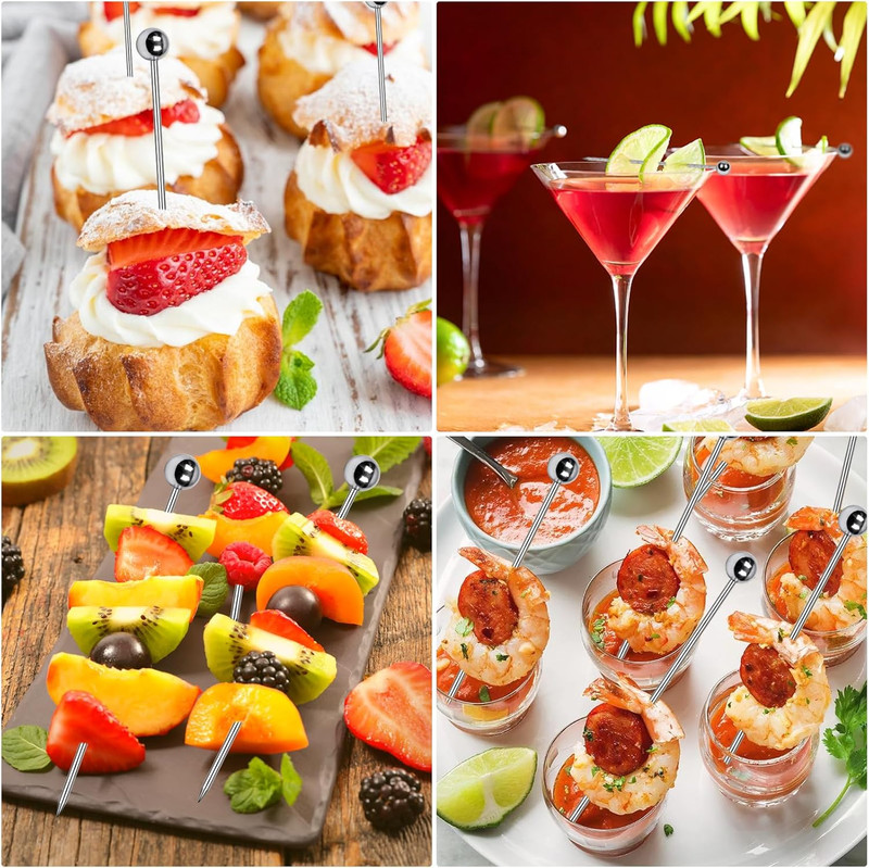 PECULA 30 Pcs Cocktail Picks, Appetizer Skewers Stainless Steel, Cocktail Skewer gallery