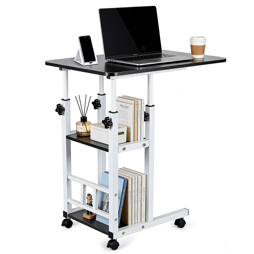 Modern Overbed Table Height Adjustable Bed Side Table Rolling Sofa End Table