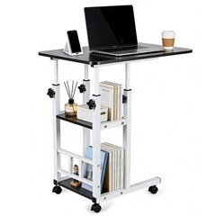Modern Overbed Table Height Adjustable Bed Side Table Rolling Sofa End Table