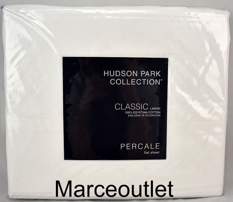 Hudson Park Classic Linens Egyptian Cotton Percale TWIN Flat Sheet White gallery